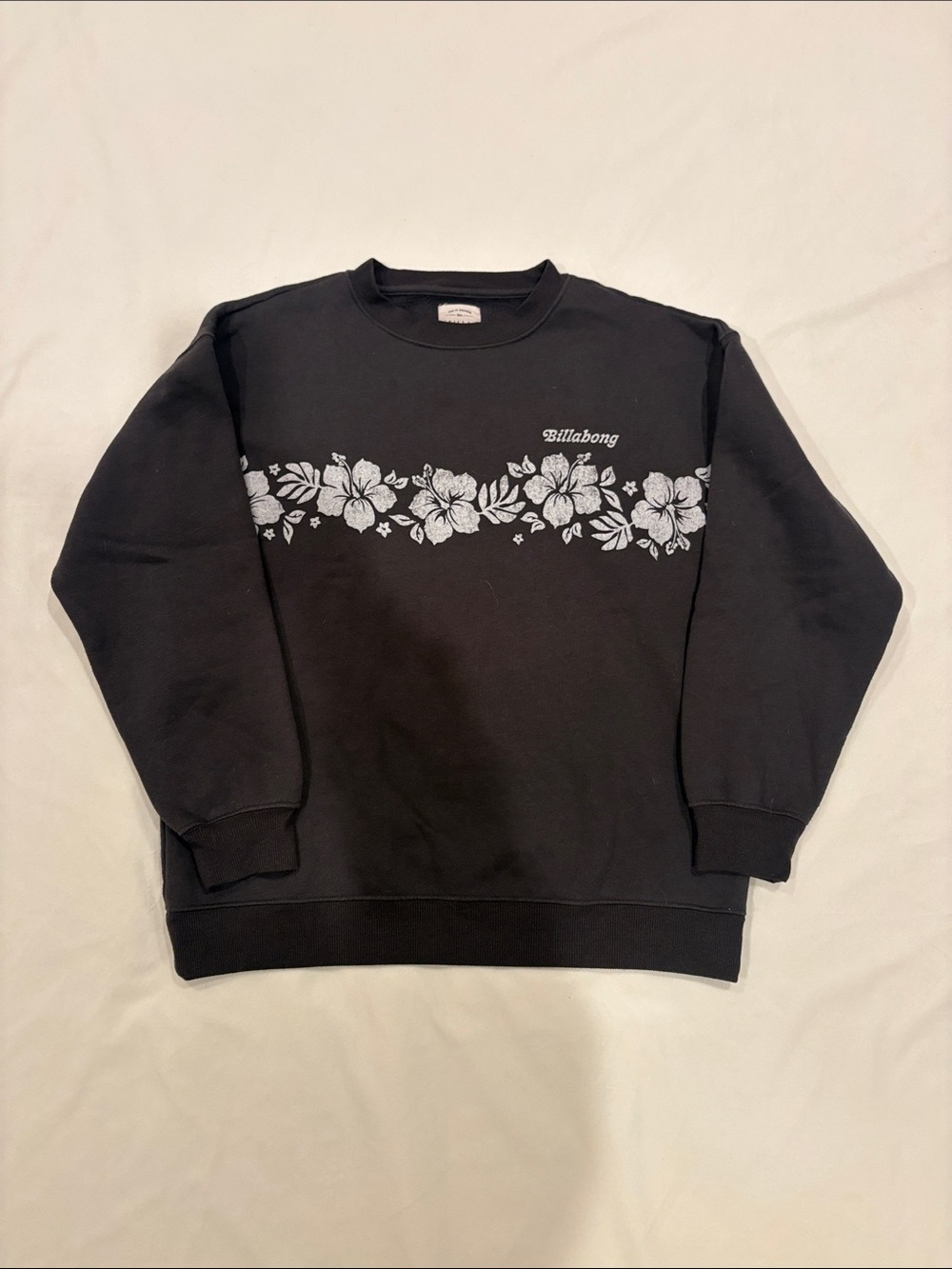 Medium Billabong Forget Me Not Floral Graphic Sweatshirt-Dark Grey